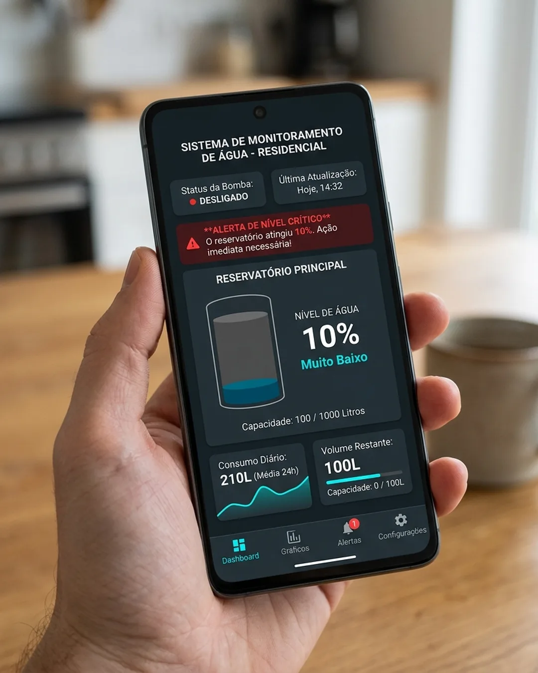 App de monitoramento de reservatórios com alerta de nível crítico - PRD Consultoria